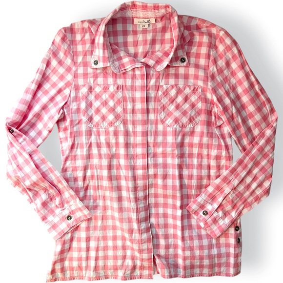 Pink Gingham Shirt Small Medium Simply Noelle Collared Button Down - Picture 7 of 7